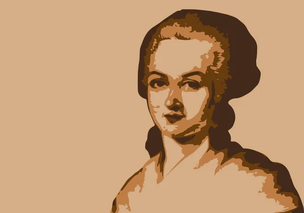 Drawn Portrait Olympe Gouges Famous Writer Politician French Revolution — Vector de stock