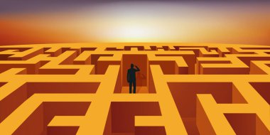 Çıkışı bulamayınca, labirentte kapana kısılmış bir adam çaresizlikten intihar etmeye karar verir..