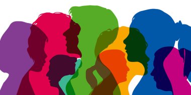 Feminizm kavramı, renkli siluetler, farklı nesillerden kadınların farklı profillerini gösteriyor..