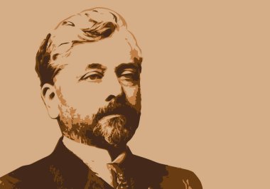 Paris 'te Eyfel Kulesi' ni inşa eden ünlü Fransız mühendis Gustave Eiffel 'in karikatür portresi..