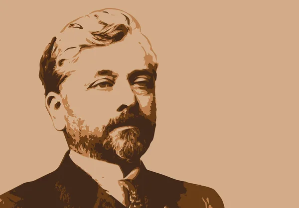 Cartoon Portrait Gustave Eiffel Famous French Engineer Who Built Eiffel — Διανυσματικό Αρχείο