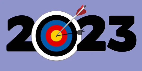 Вітальна Листівка Щоб Представити Цілі Амбітної Компанії 2023 Символом Стріли — стоковий вектор
