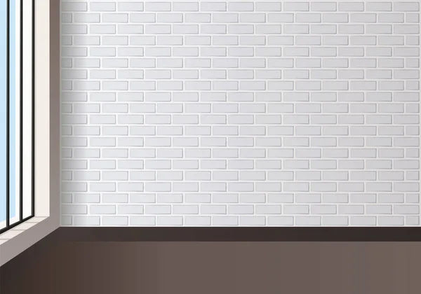 Interior Room Empty House Showing Background White Brick Wall Lit — ストックベクタ