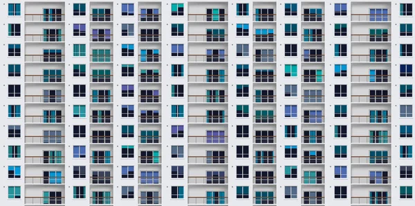 Urban Concept Facade Suburban Building Infinitely Repeating Identical Windows Apartments — Stock vektor