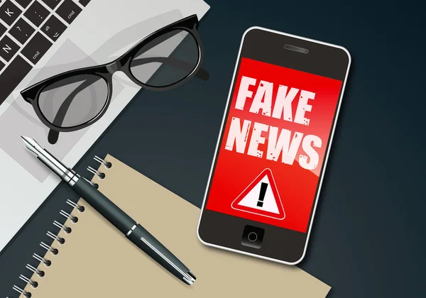 Composition Showing Smartphone Alert Message Says Fake News — Stockový vektor