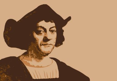 Drawn portrait of Christopher Columbus, the famous navigator and explorer, who made the discovery of America.