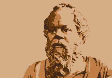 Drawn portrait of Socrates, the famous ancient Greek philosopher and writer.