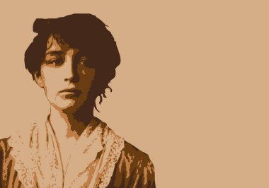 Drawn portrait of Camille Claudel, the famous French sculptress of the 19th century.
