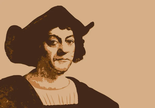Drawn portrait of Christopher Columbus, the famous navigator and explorer, who made the discovery of America.
