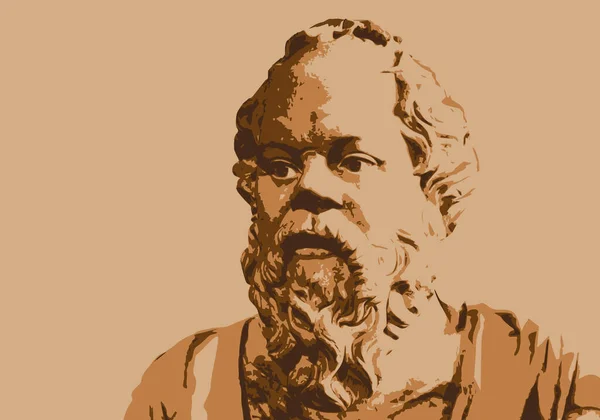 Drawn Portrait Socrates Famous Ancient Greek Philosopher Writer — Vector de stock