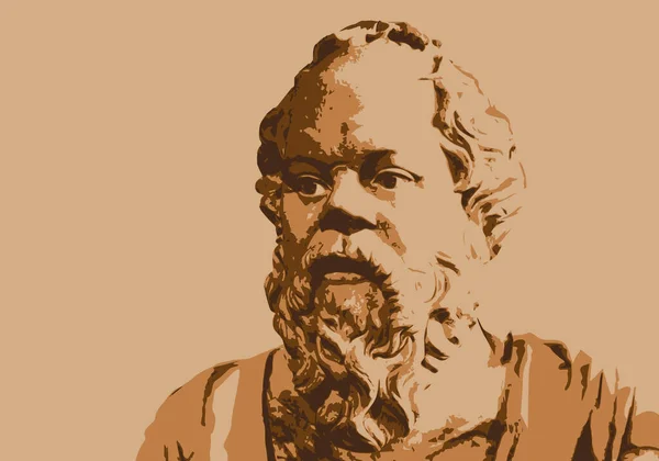 Drawn portrait of Socrates, the famous ancient Greek philosopher and writer.