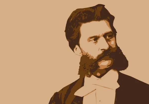 Σχεδιασμένο Πορτρέτο Του Johann Strauss Διάσημου Αυστριακού Συνθέτη Της Κλασικής — Διανυσματικό Αρχείο