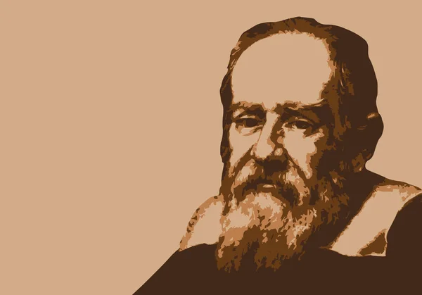 Drawn Portrait Galileo Famous Italian Astronomer Inventor Astronomical Telescope — Vector de stock