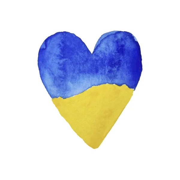 Watercolor Vector Clipart Ukrainian Flag Form Heart Transparent Background Use — стоковий вектор