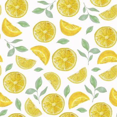 Dekorasyon için limonlu suluboya desenli mutfak tekstili, peçeteler