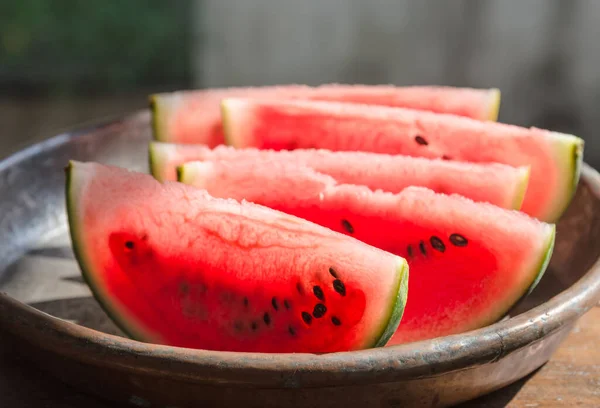 Watermelon fresh fruit. Slices of watermelon plate.