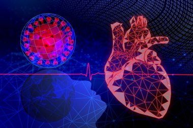 Kanlı bir kalbin 3D çizimi