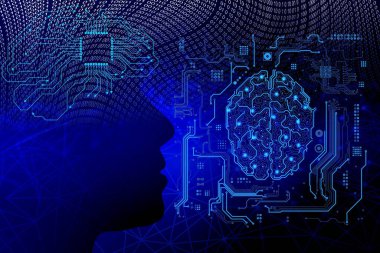 Soyut yapay zeka kavramı. 3d oluşturma