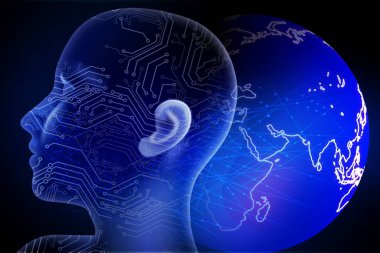 Teknoloji ve bilim konseptiyle insan beyninin 3 boyutlu canlandırması