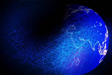 Parlak çizgiler ve noktalarla soyut bir arkaplan. iş dünyası için modern gelecek modeli.