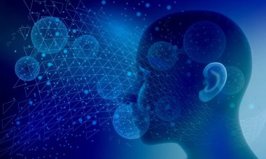 İnsan beyni ve teçhizatıyla soyut bir arkaplan