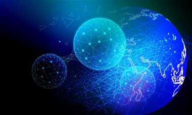 Küre ve çizgilerle soyut bir arkaplan. 3d illüstrasyon