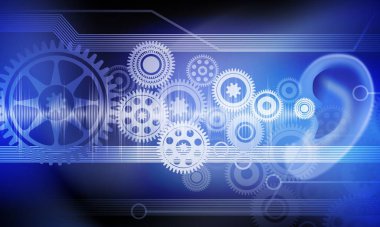 Dişliler ve dişliler ile teknoloji konseptinin dijital bileşimi