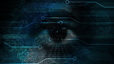 Teknoloji ve dijital efektlerle soyut arkaplan