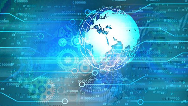abstract background with binary code and globe