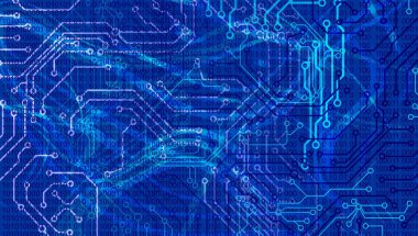 Elektronik bileşenli devre kartı arka planı. iş ve teknoloji konsepti