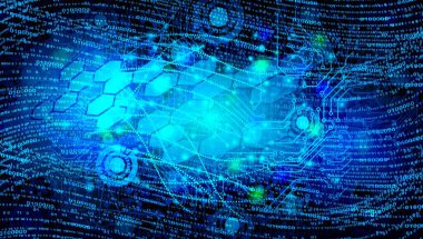 Siber devre geleceğinin teknoloji ve internet konsepti-3D görüntülemesi