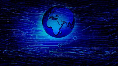 Dünya haritası ve küresi olan soyut arkaplan