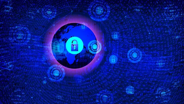 Büyüteç ve ikili kodlu soyut arkaplan