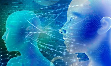 Dijital illüstrasyon soyut teknolojik altyapı