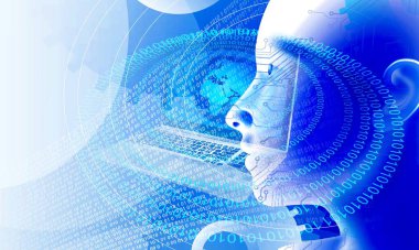 İnsan beyni ve ikili kodlu soyut arkaplan