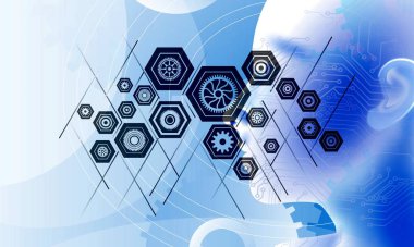 Vites ve teçhizatla soyut bir arkaplan. teknoloji kavramı.