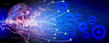 İnsan beyni ve dişlilerle soyut bir arkaplan