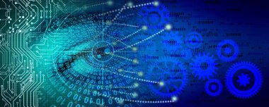 İkili kod ve dijital elementlerle soyut arkaplan