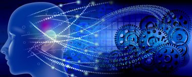 Çarkları ve dişlileri olan insan kafası. yenilik ve teknoloji kavramı