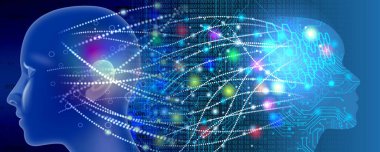 İnsan beyni ve dişlilerle soyut bir arkaplan