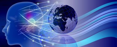 İnsan beyni ve teçhizatıyla soyut bir arkaplan