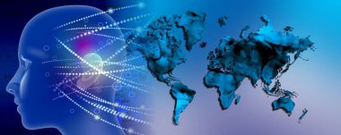 Dünya ve dünya haritası. 3d oluşturma