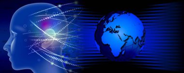 Fütürist dijital küreye sahip soyut arkaplan, modern teknoloji kavramı.