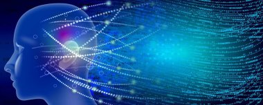 İnsan beyni ve dişli tekerlekleri olan soyut bir arkaplan