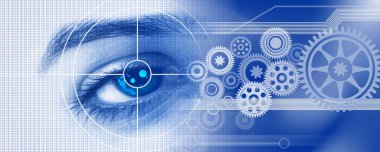 Soyut vites ve dişli tekerlekleri olan teknoloji kavramının dijital bileşimi