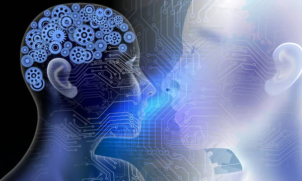 Mänsklig Hjärna Med Artificiell Intelligens Koncept Konvertering — Stockfoto