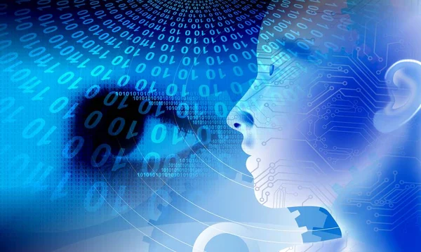 Soyut mavi kafa arkaplanının dijital illüstrasyonu