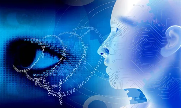 İkili kodlu soyut mavi arkaplanın dijital illüstrasyonu