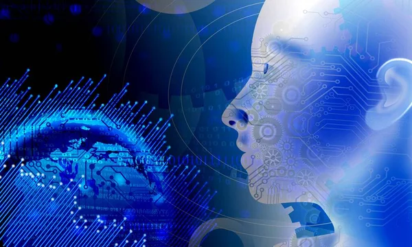 Soyut arka plana sahip insan beyninin dijital çizimi