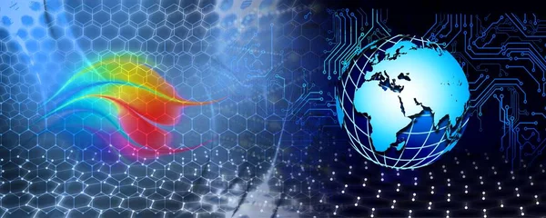 Dünya haritası ve küre ile soyut arkaplan
